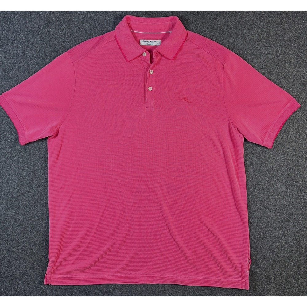 Tommy Bahama Island Zone Polo Shirt Men‎ Large Red Embroidered Polyester